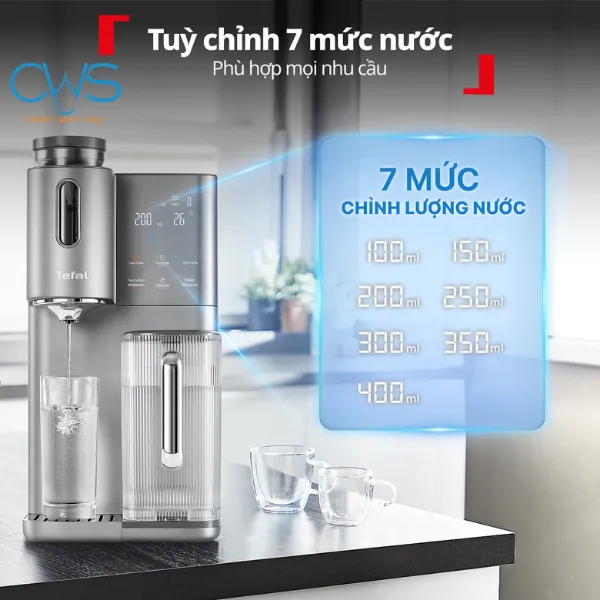 Máy Lọc Nước Tefal BR653BY0 Tích Hợp 7 Mức Dung Tích Cố Định Cho Các Nhu Cầu Riêng Biệt