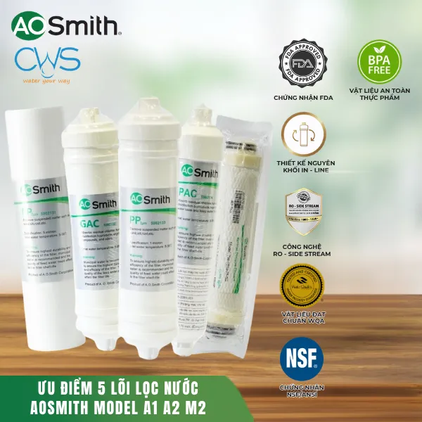Những Điểm Khác Biệt Của Bộ Lõi Lọc Nước AO Smith A1 A2 M2 So Với Bộ Lõi Thông Thường