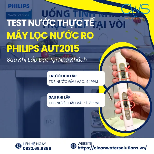 Test Thực Tế TDS Đầu Ra Sau Khi Lắp Đặt Máy Lọc Nước RO Philips AUT2015
