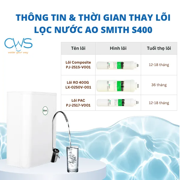 Thời Điểm Nào Nên Thay Thế Bộ Lõi Lọc Nước AO Smith S400 Là Chính Xác