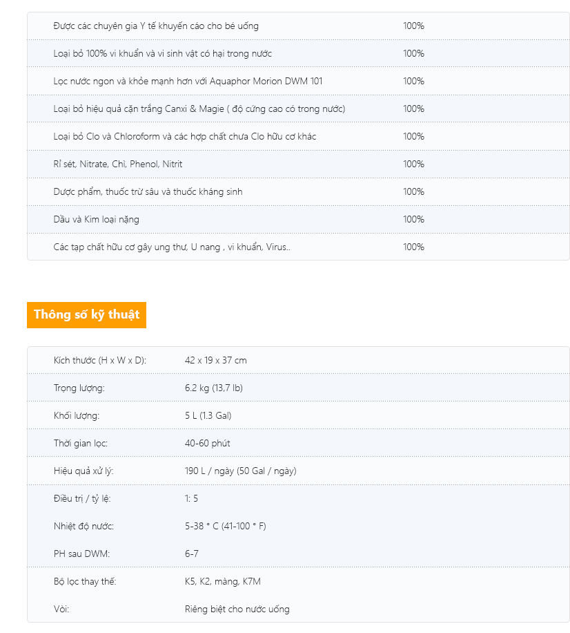 Máy lọc nước RO Aquaphor Morion