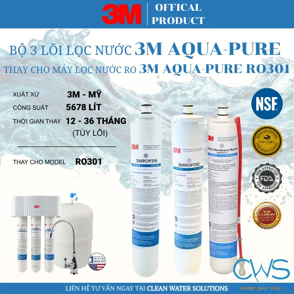 Thông tin về bộ lõi máy lọc nước 3M Aqua-Pure RO301