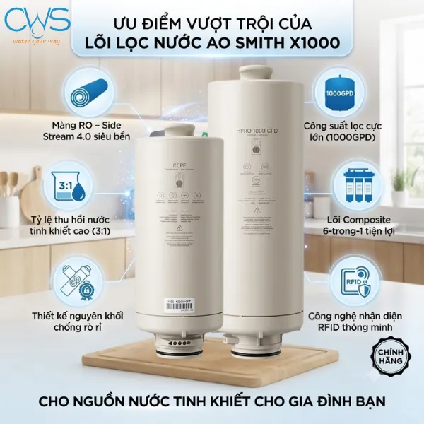 Ưu Điểm Của Bộ Lõi Lọc AO Smith X1000 Đối Với Hiệu Quả Sử Dụng