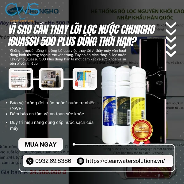 Lợi Ích Thiết Thực Khi Thay Lõi Lọc Nước Chungho Iguassu 500 Plus Đúng Hạn?