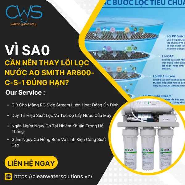 Vì Sao Khách Hàng Cần Nên Thay Lõi Lọc Nước AO Smith AR600-C-S-1 Đúng Hạn
