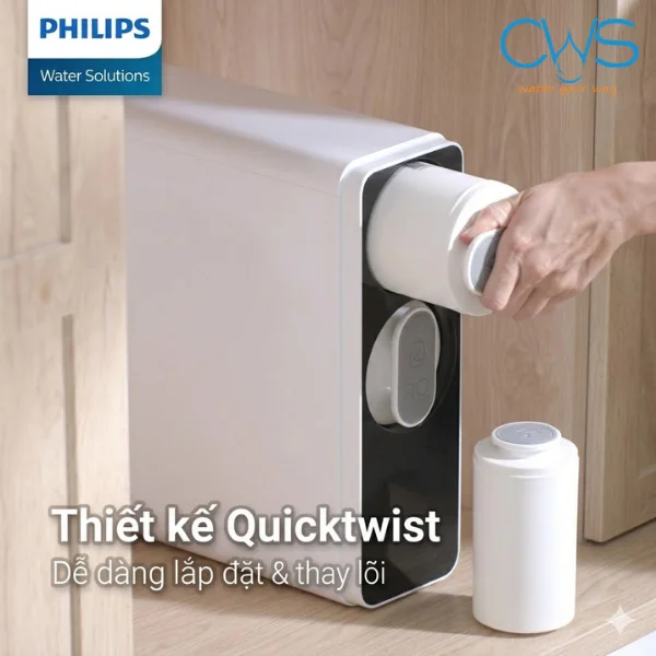 Vị Trí Lõi Lọc Nước Philips AUT3015, Thay Thế Đơn Giản Nhờ Công Nghệ Quick Twist