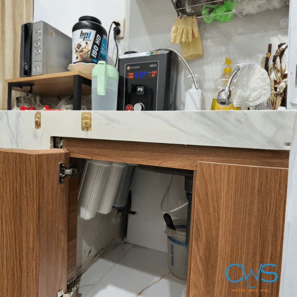 Lắp đặt thực tế bộ tiền lọc 3 cấp Thái Lan 10 Inch cho máy điện giải ion kiềm Fuji Smart P8 Home