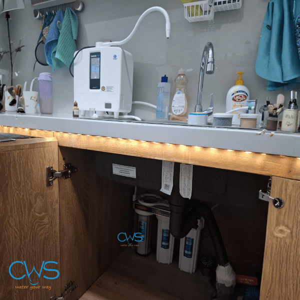 Lắp đặt thực tế bộ tiền lọc 3 cấp Thái Lan 10 Inch cho máy điện giải ion kiềm Kangen K8