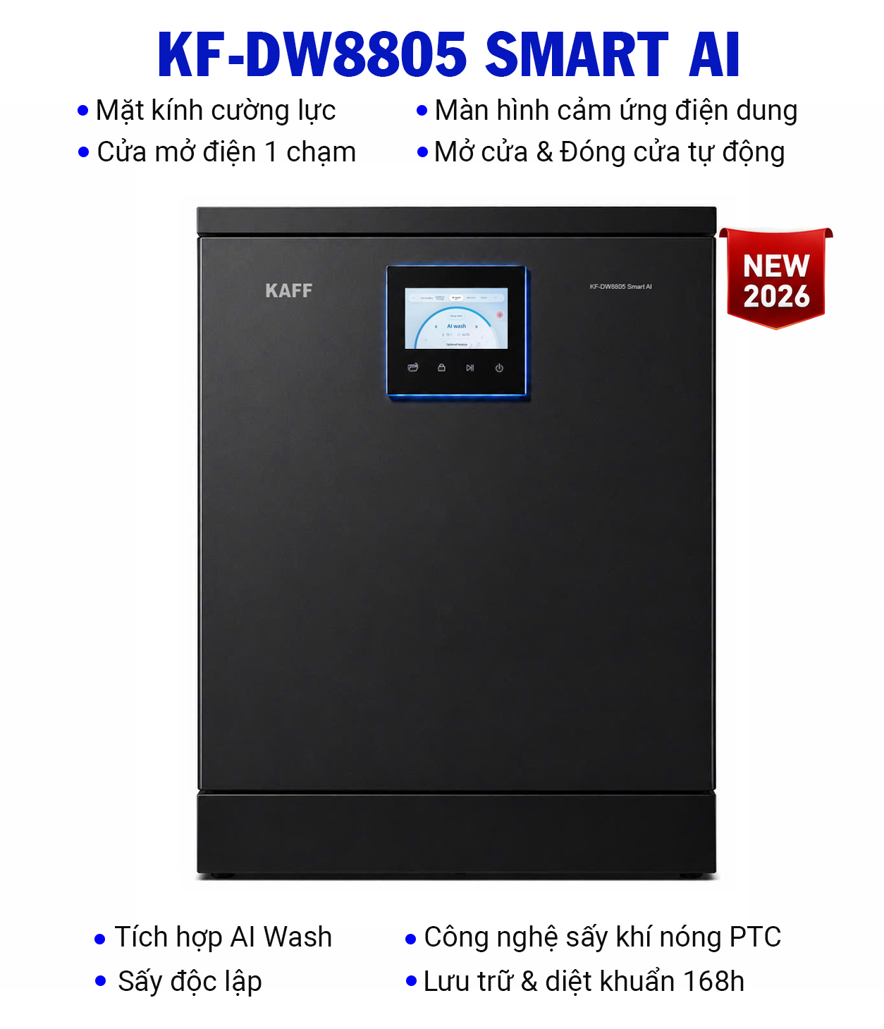 Máy rửa chén KAFF KF-DW8805 Smart AI (New 2026) Công nghệ AI Wash