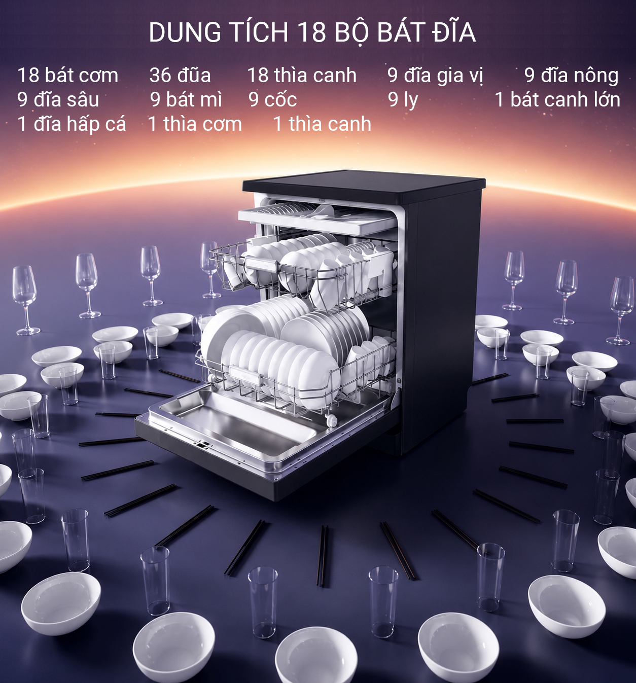 Máy rửa chén KAFF KF-DW8805 Smart AI (New 2026) Công nghệ AI Wash
