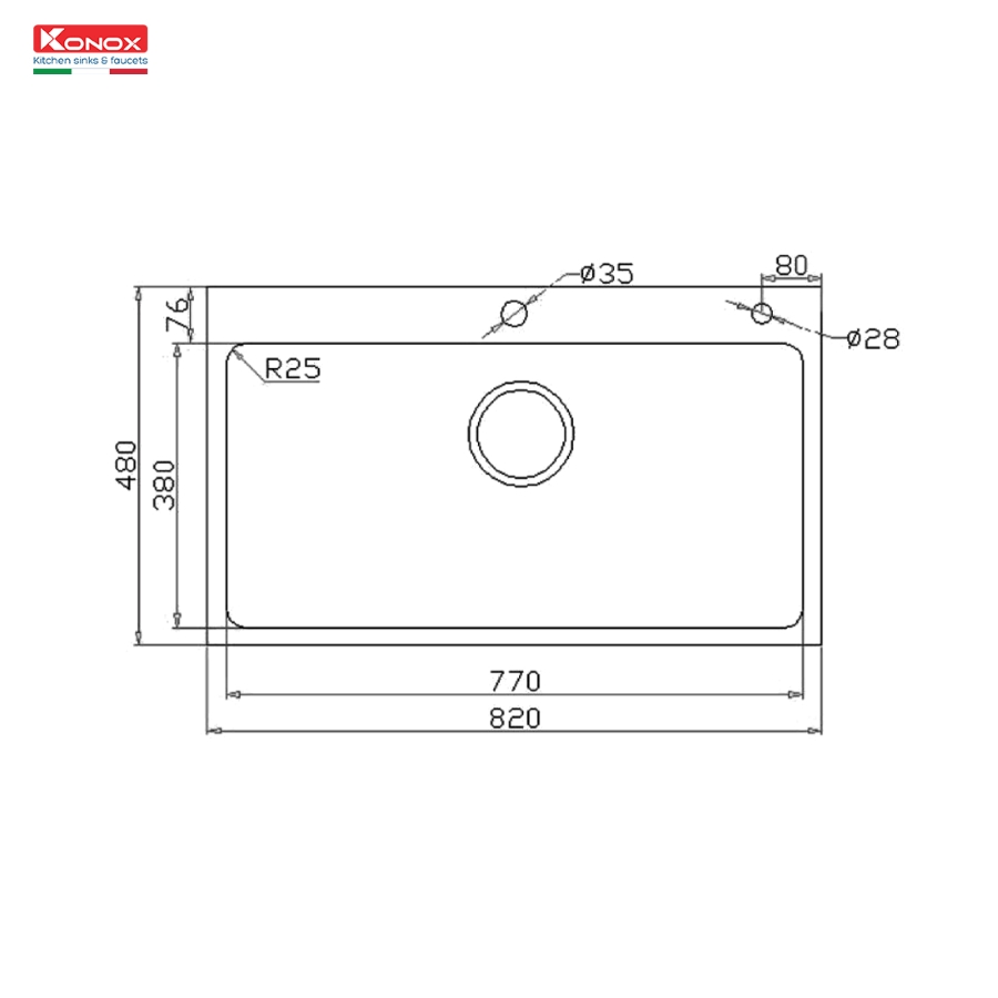 Chậu rửa Konox KN8248SO Dekor (Bề mặt hạt chống xước)