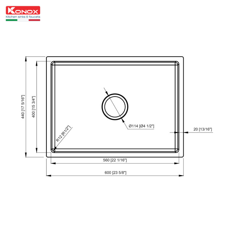 Chậu rửa Konox KN6044SU Dekor (Bề mặt hạt chống xước)