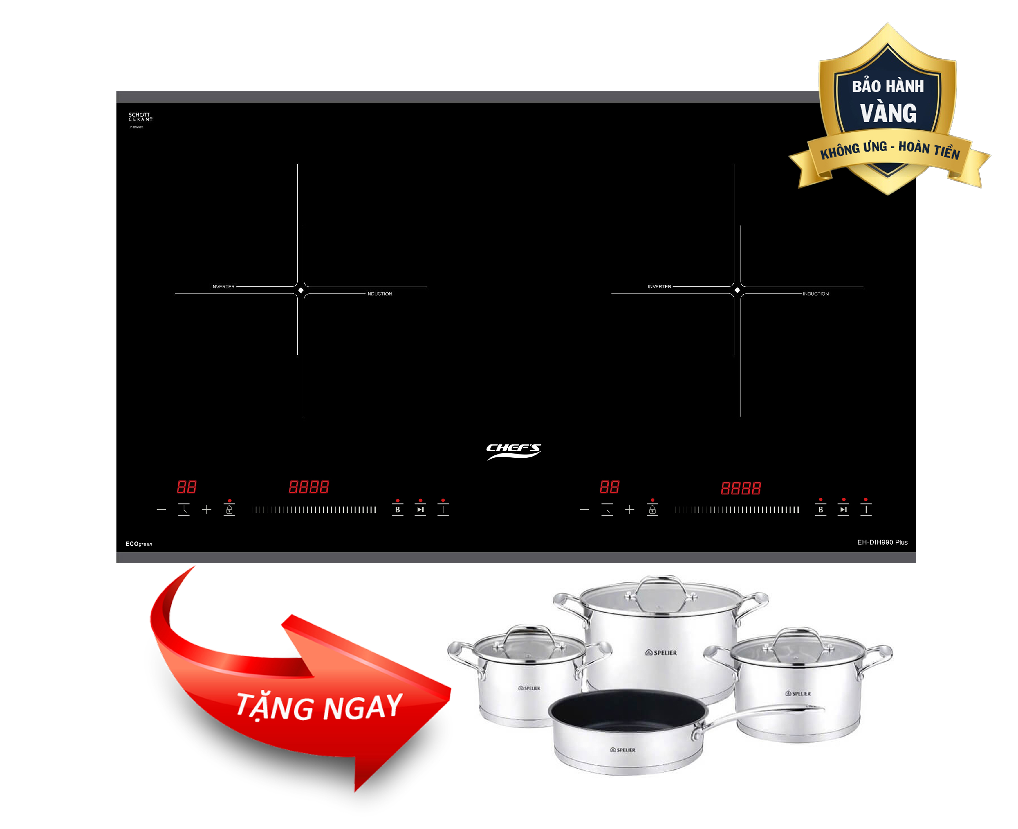 Bếp từ CHEFS EH-DIH990 PLUS - Mặt kính Schott Ceran Đức (New 2025)