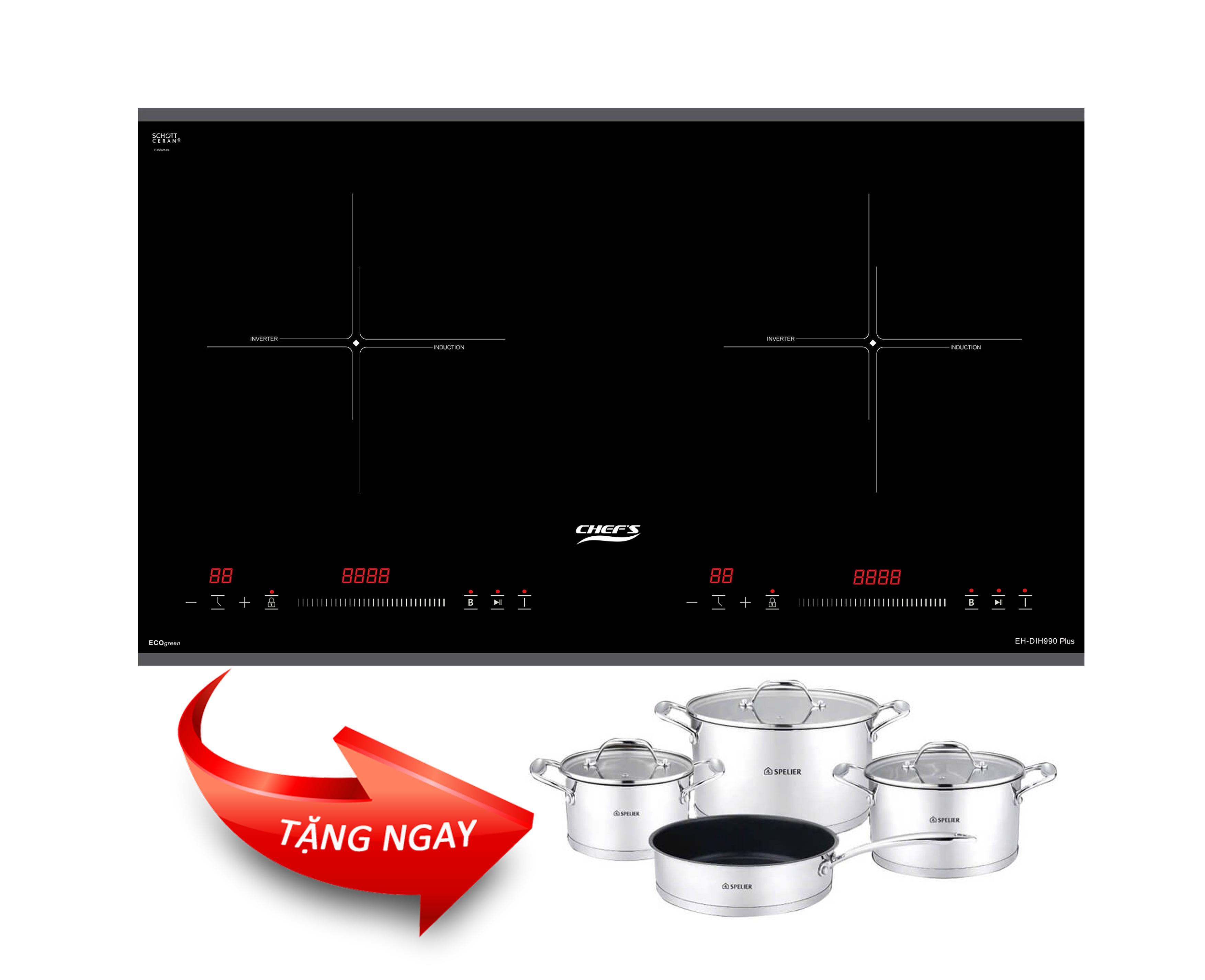 Bếp từ CHEFS EH-DIH990 PLUS - Mặt kính Schott Ceran Đức (New 2025)