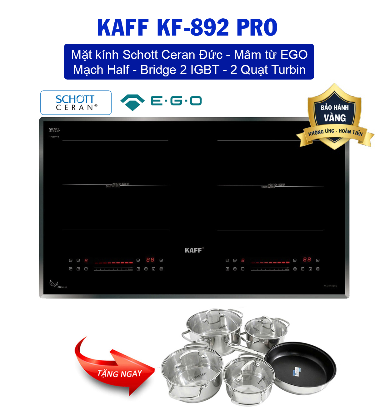 Bếp từ KAFF KF-892Pro - Made in Malaysia - Mặt kính Schott Ceran Đức
