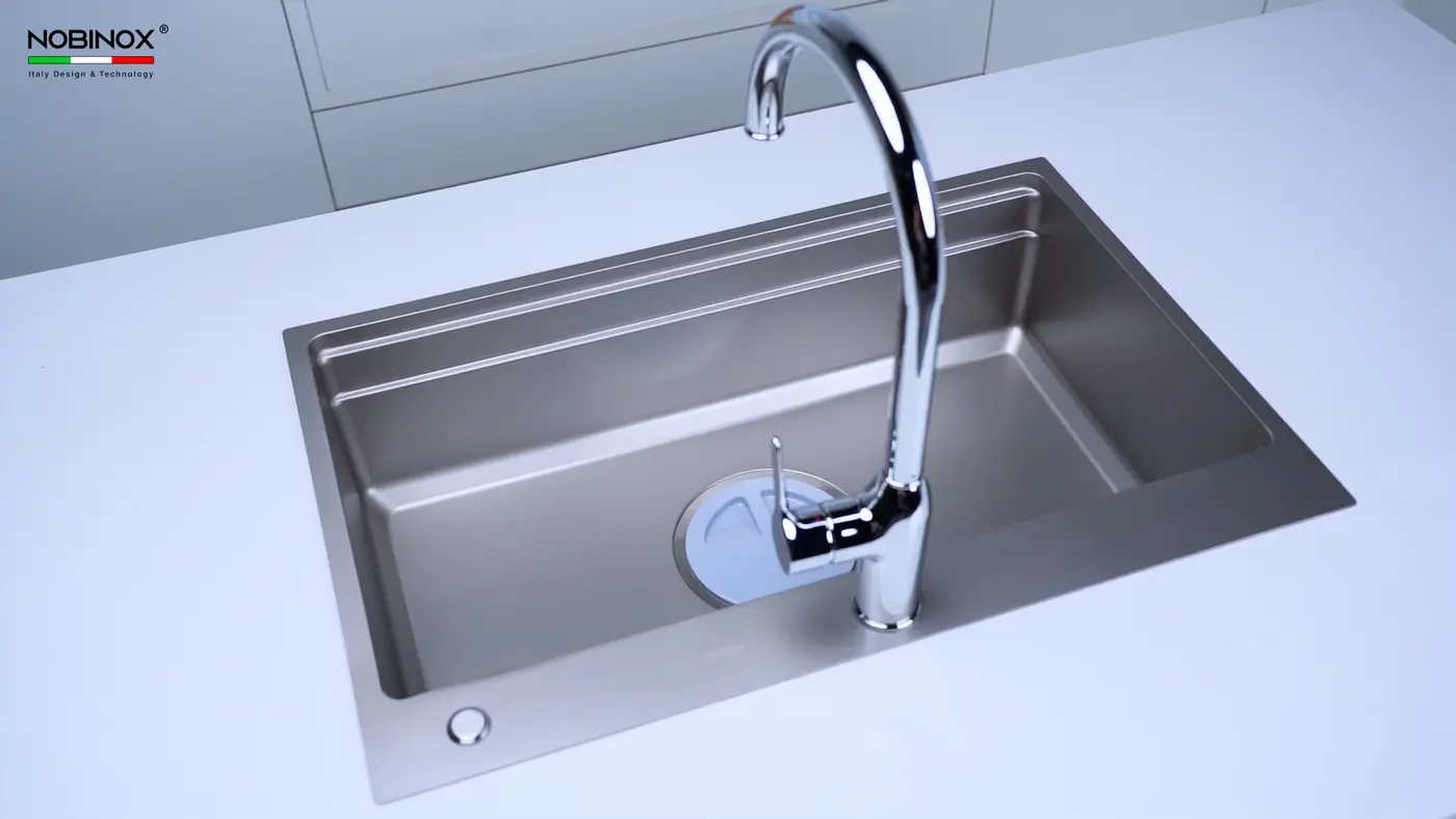 Chậu rửa Nobinox LIRA NJ560D (7650 bề mặt hạt linen)