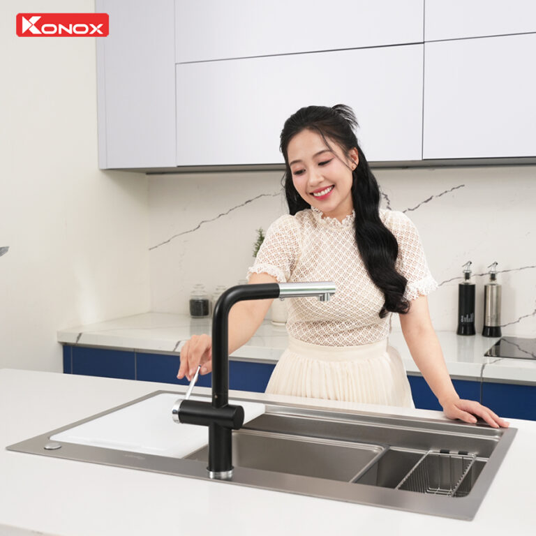 Chậu rửa Konox KN8751TS Dekor (Bề mặt hạt chống xước)