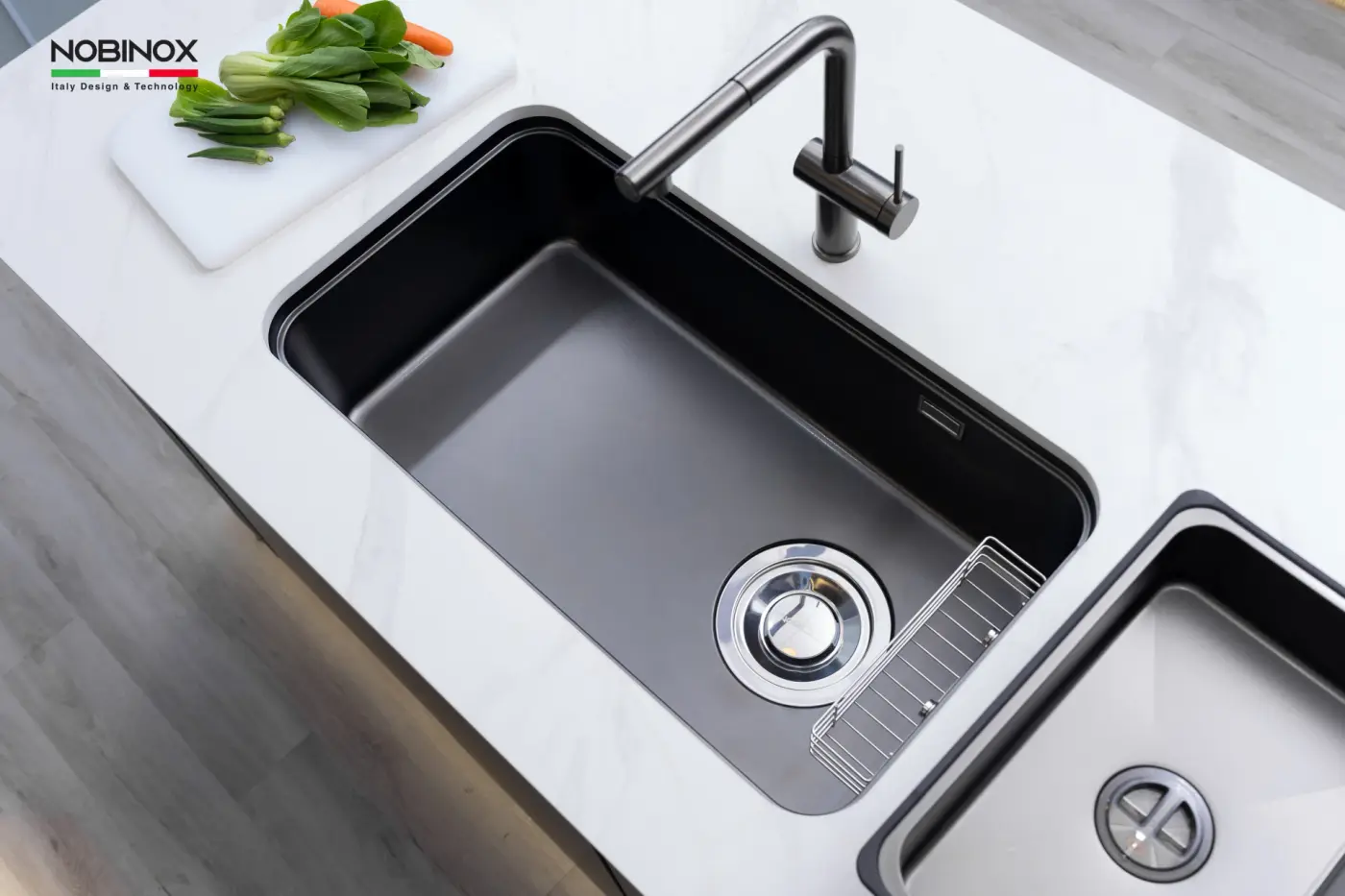 Chậu rửa Nobinox NOVA A284B (8246 bề mặt vân Volcanic (Vân đá)