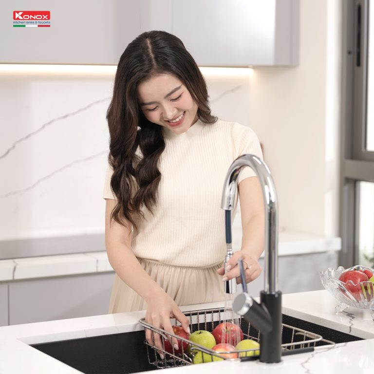 Chậu rửa Konox Naros 760S - Black (Chậu đá Granite)