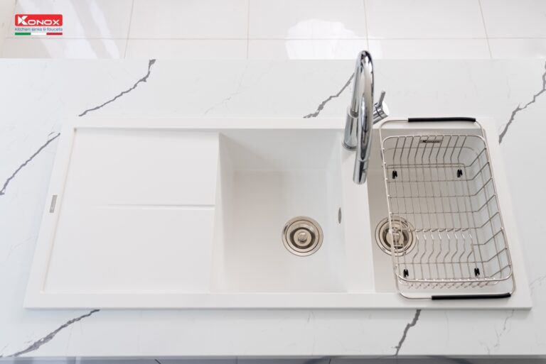 Chậu rửa Konox Livello Smart 1160 - White Silver (Chậu đá Granite)