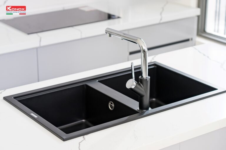 Chậu rửa Konox Phoenix Smart 860 Black (Chậu đá Granite)