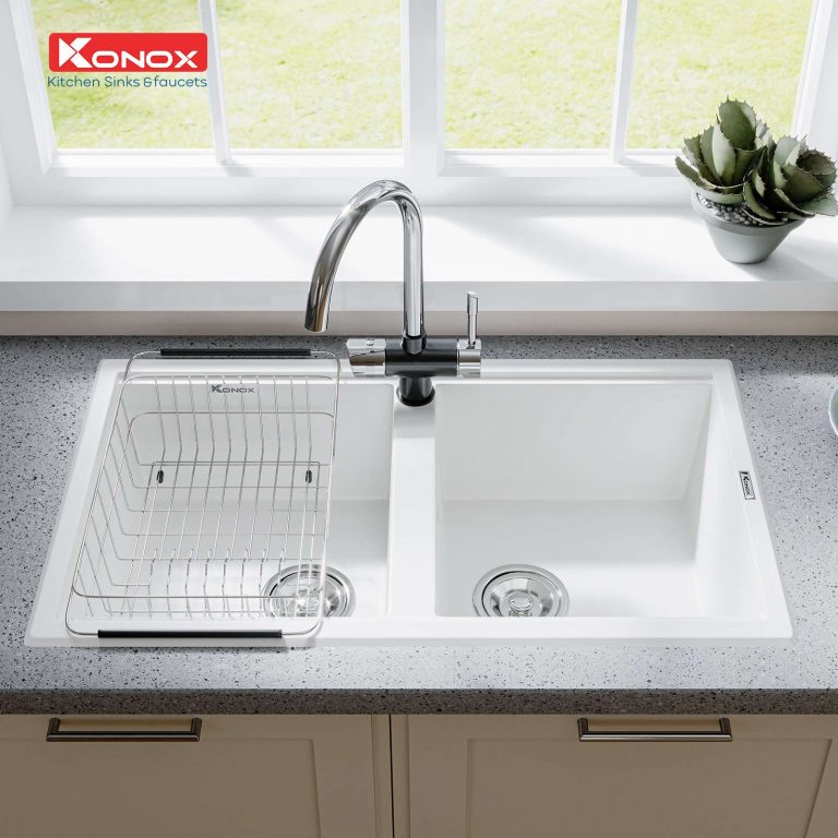 Chậu rửa Konox Phoenix Smart 860 White Silver (Chậu đá Granite)