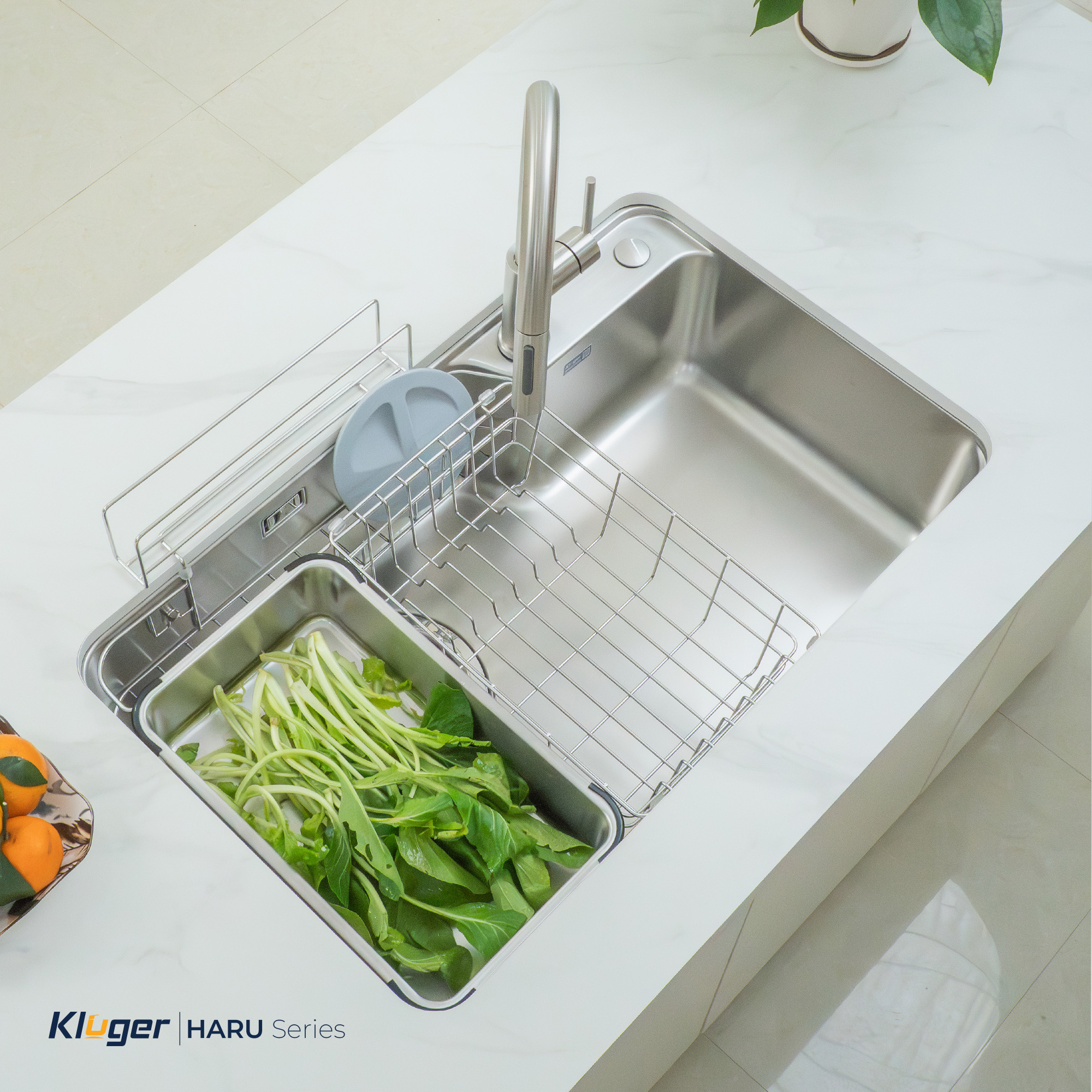 Chậu rửa Kluger KH8050ST Plus (bề mặt Satin) (Tặng vòi rửa Kluger)