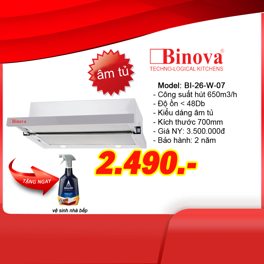 Máy hút mùi Binova BI-26-W-07