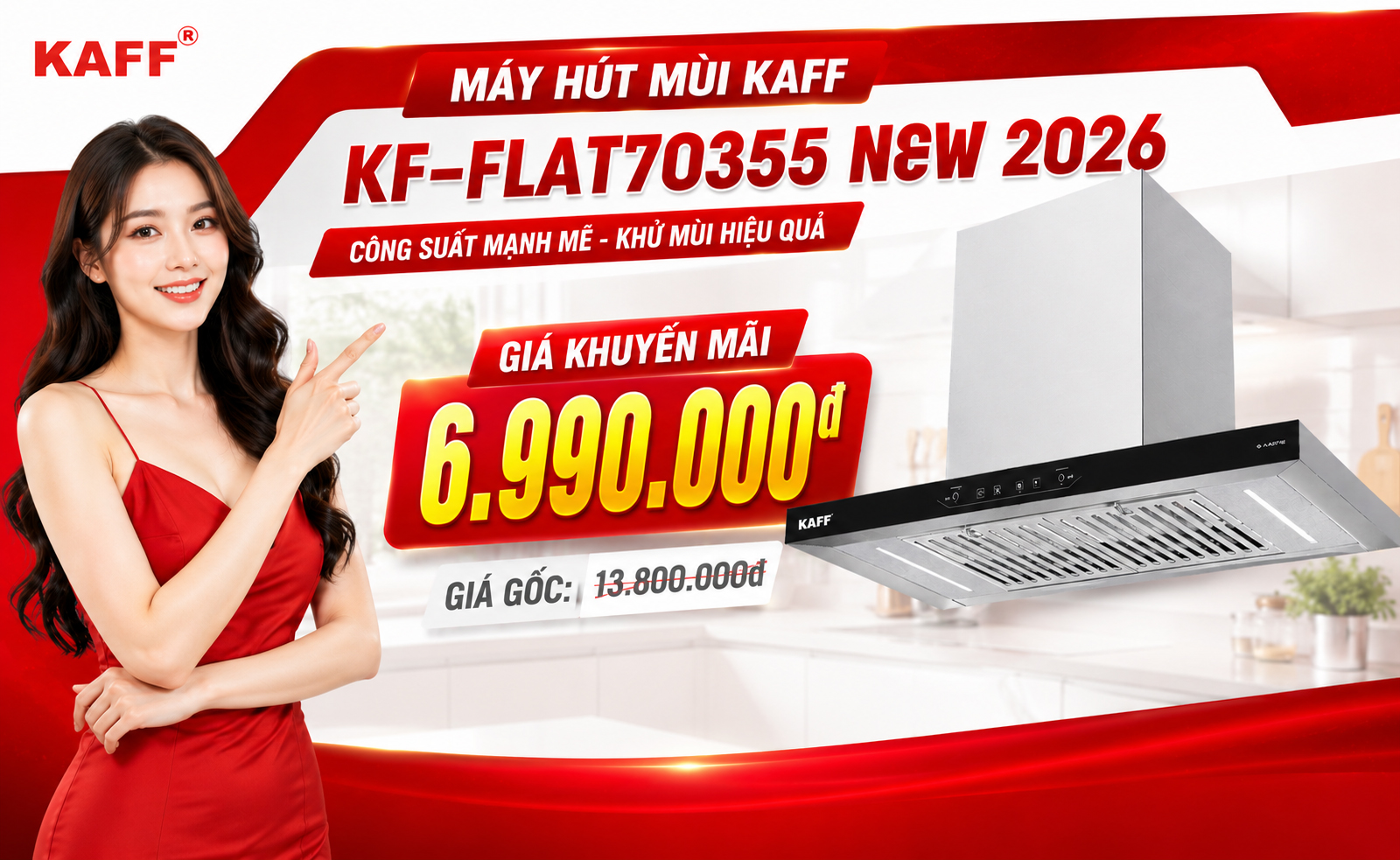 Máy hút mùi KAFF KF-FLAT70355 New 2026