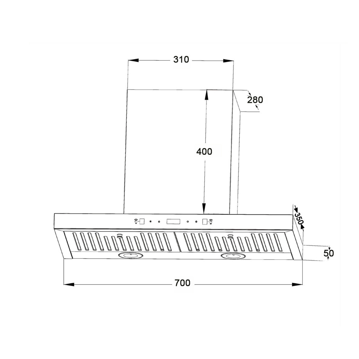 Máy hút mùi Chefs EH-R908E3T - Động cơ cánh thép - Tự vệ sinh