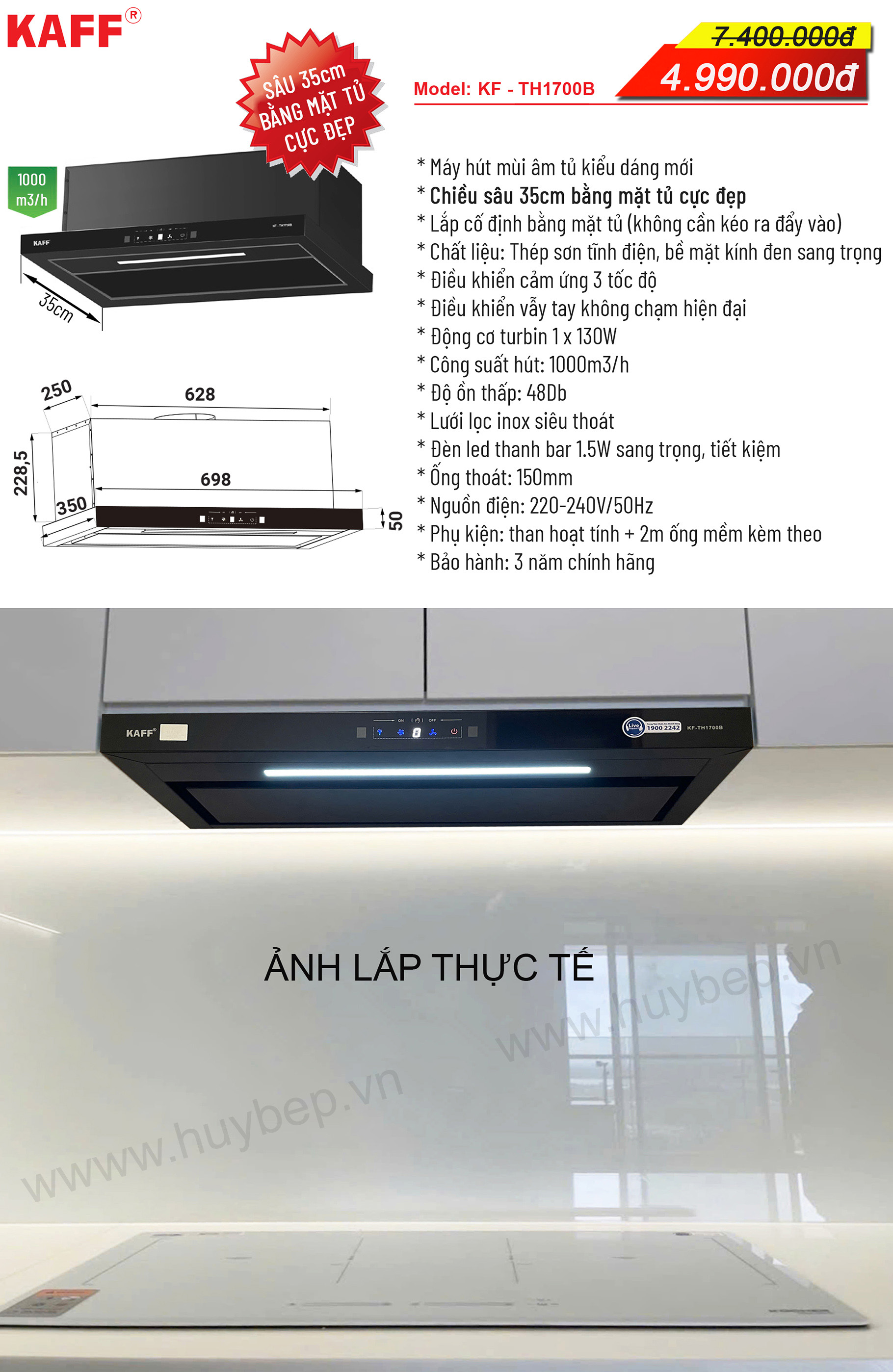 Combo 23: Bếp từ KAFF KF-815II New Plus và Máy hút mùi KAFF KF-TH1700B