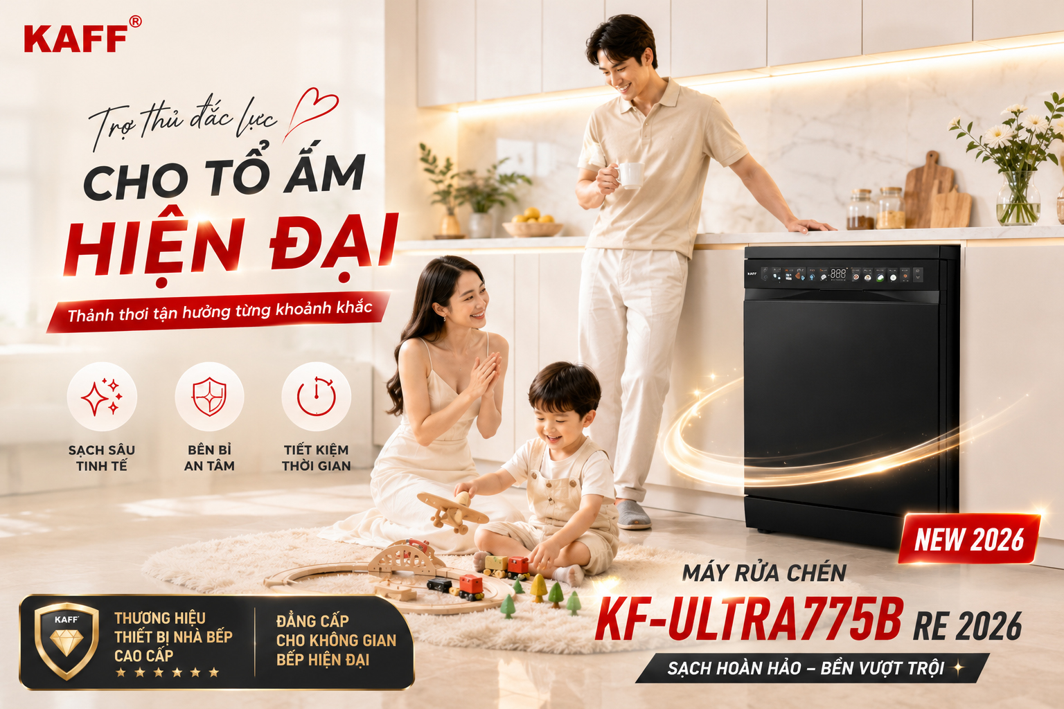 Máy rửa chén KAFF KF-ULTRA775B RE (2026) - Made in Thailand