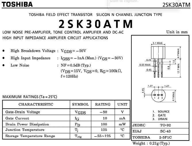 2SK30A K30A J-FET TO-92 Silicon N-Chinnel Junction FET - 3 PEZZI - Foto 7