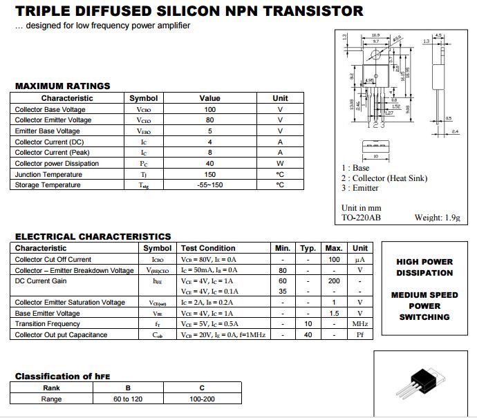 Transistor H1061 NPN darlington B8H16 Công ty cổ phần Linh Kiện Việt Nam