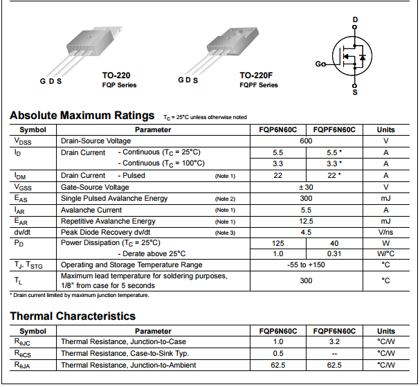 MOSFET FQPF 6N60C - B7H17 | Công ty cổ phần Linh Kiện Việt Nam