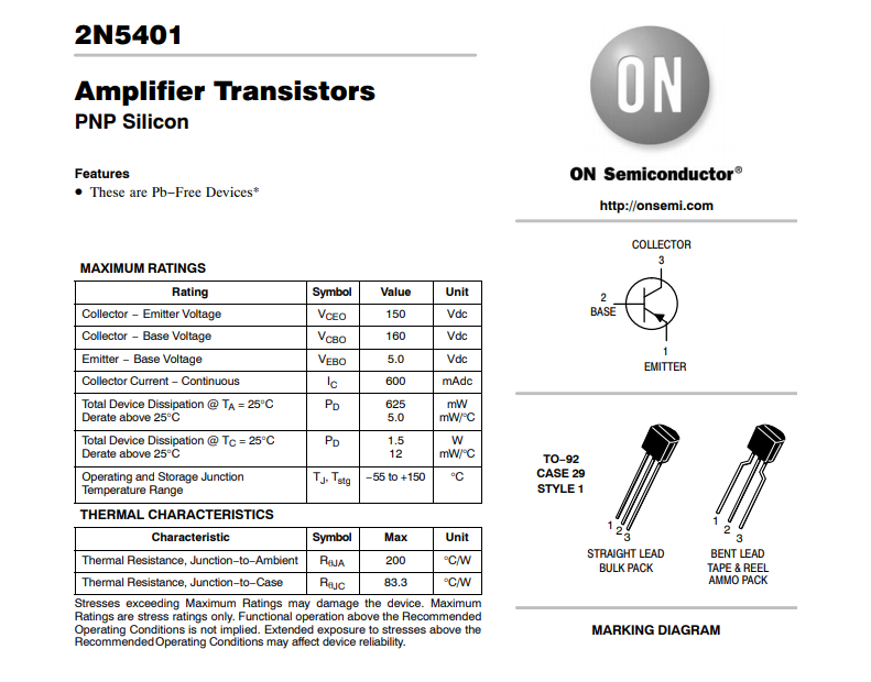 Transistor DIP 2N5401 PNP 150V/600mA TO92 - X4H6 | Cong ty c? ph?n Linh ...