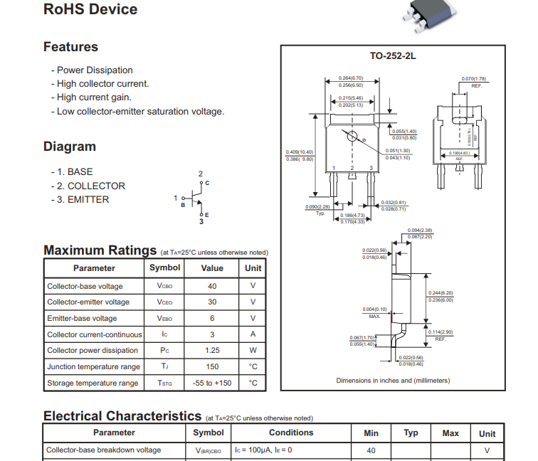 Transistor SMD D882M TO-252-2L NPN 30V/3A - X4H3 | Công ty cổ phần Linh ...