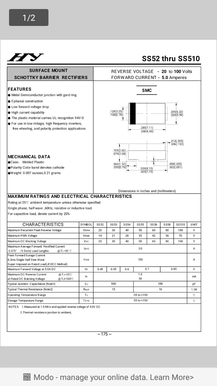 Diode ss54 40V 5A I8H4 Linh Kiện Việt Nam