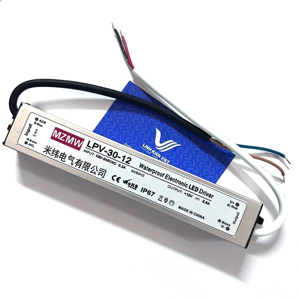 Nguồn chống nước 12V 2.5A LPV-30-12 / chính hãng MZMW IP67