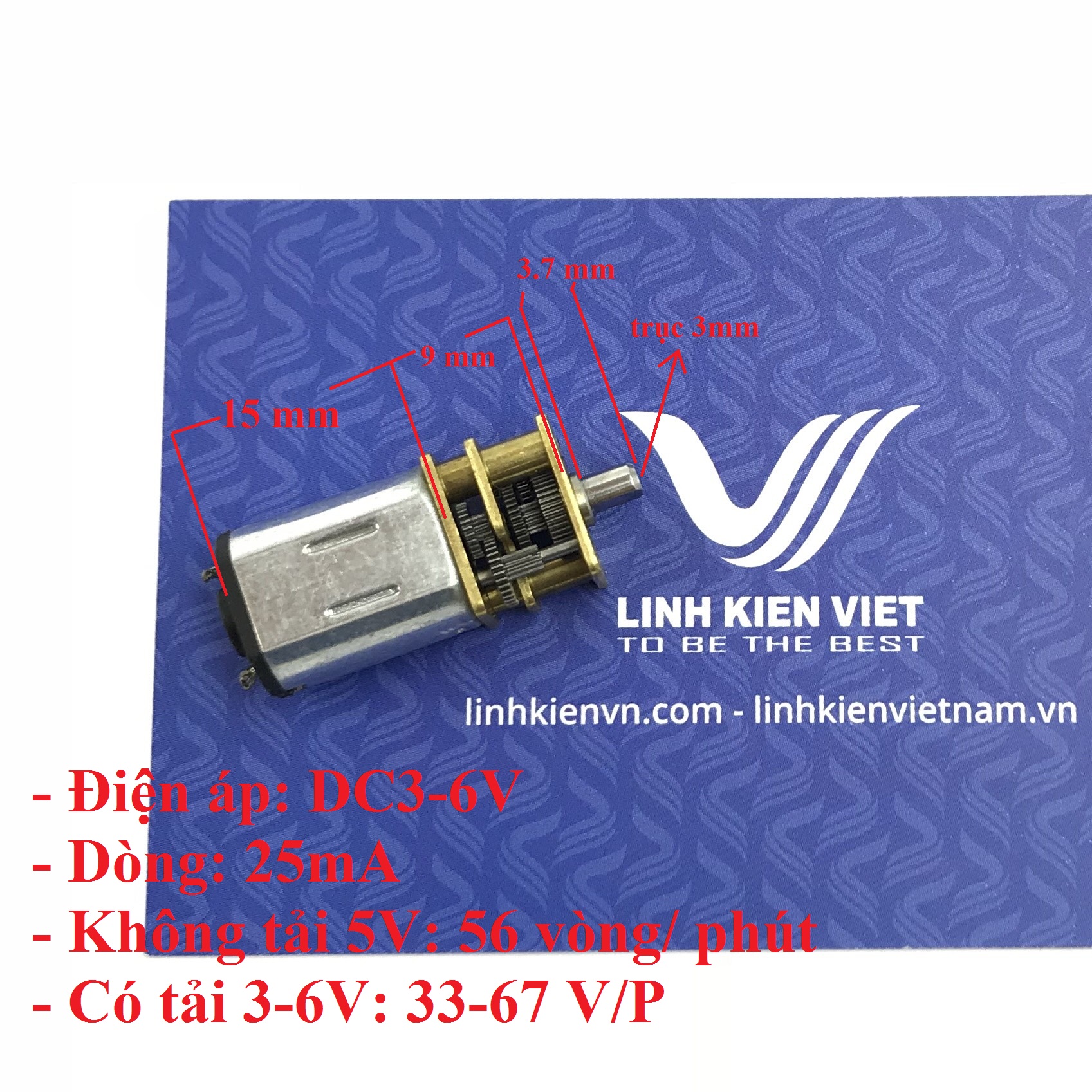 Động cơ giảm tốc N20 1.5-6V 56 vòng/phút - J5H6