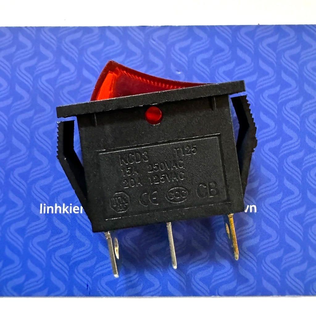 Công tắc nguồn KCD3 T125 220V / có đèn màu đỏ - D10H7