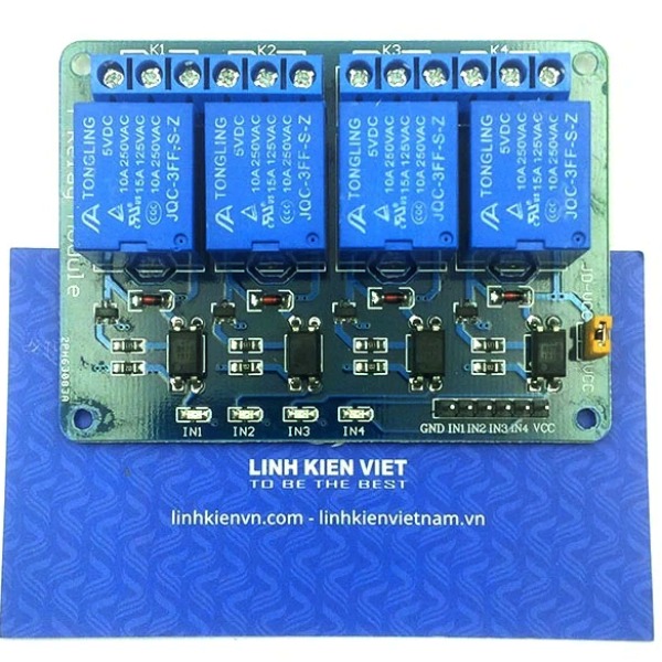 Bo mạch rơ le 5V 10A 4 Kênh kích mức thấp / Module Relay - B1H16