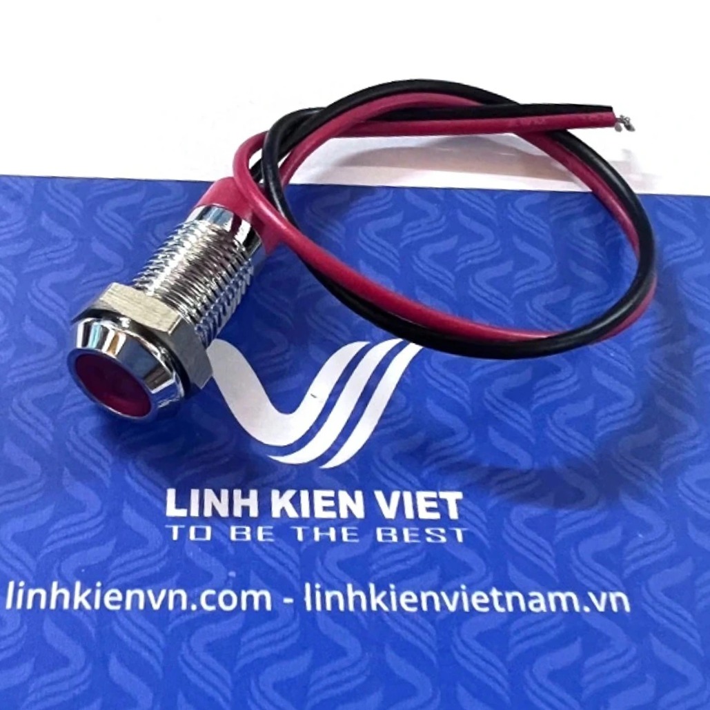 Đèn tủ điện 8mm ADP8 12-24V màu đỏ / led vỏ kim loại XD8 - S3H20