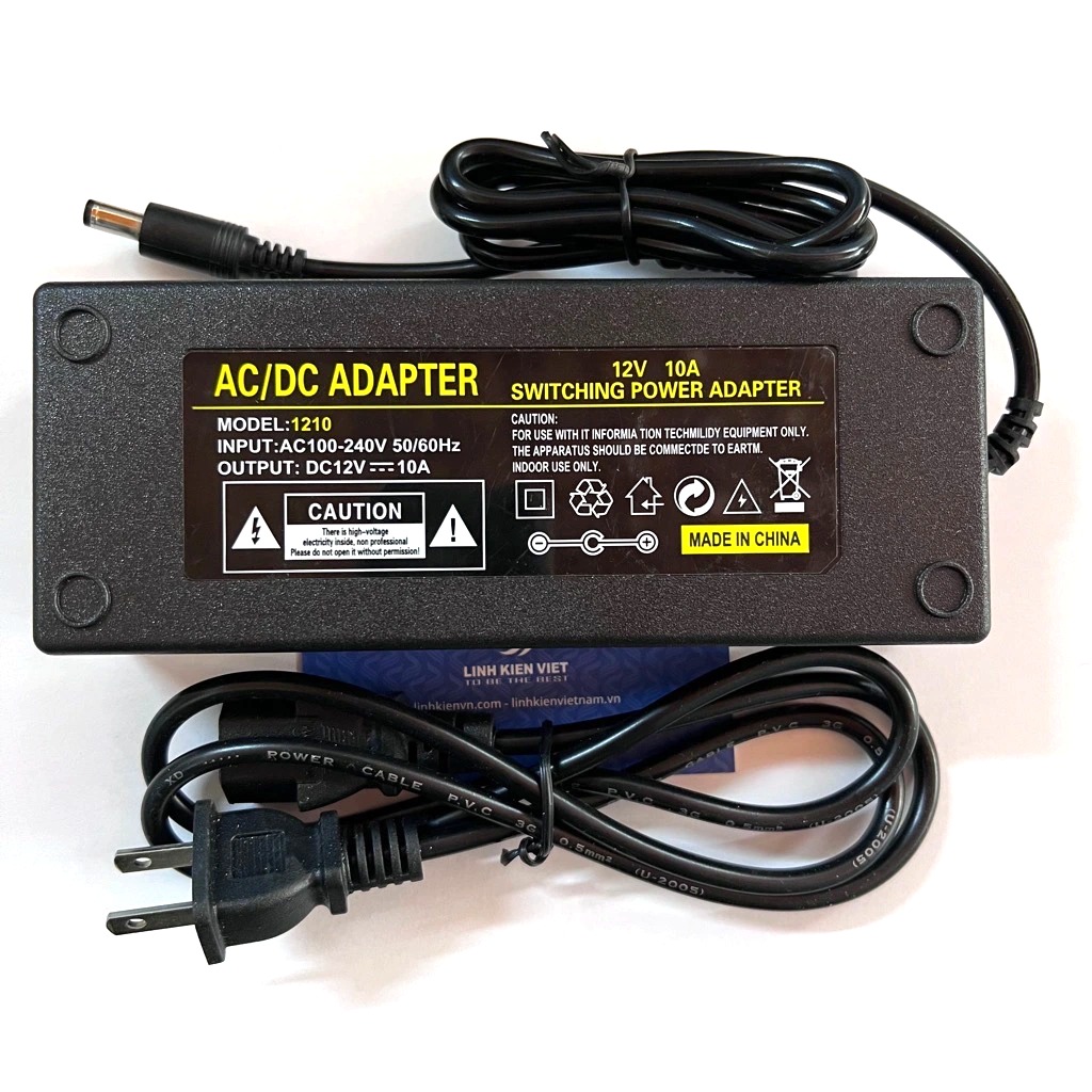 Nguồn adapter 12V 10A 120W chuẩn giắc 5.5-2.1mm / (đủ công suất)