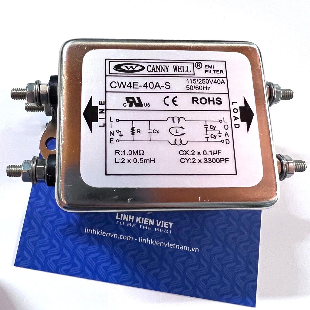 Bộ lọc nguồn EMI 40A CW4E-40A-S / chống nhiễu 1 pha chính hãng CANNY WELL - A7H6