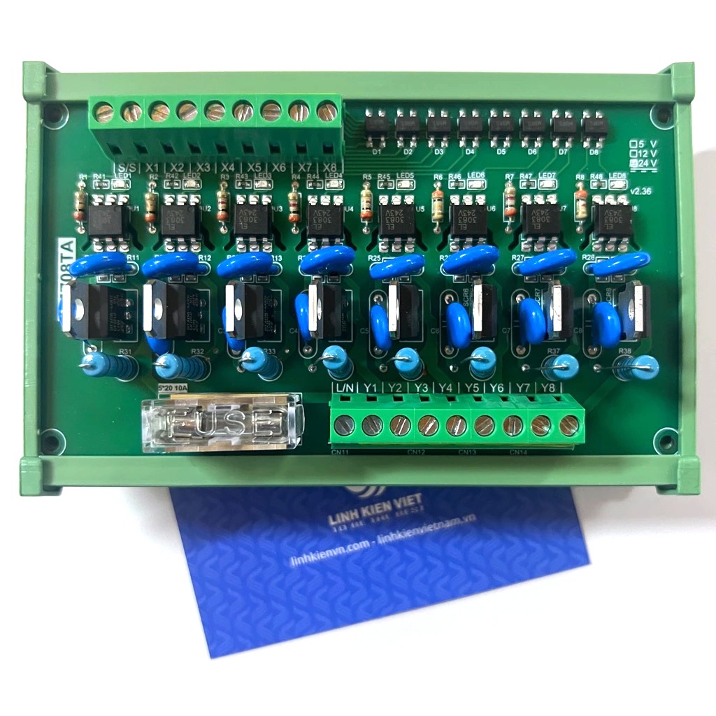 Bo mạch khuếch đại 8 kênh DC-AC BMZ04TA 8A 220V cài ray / opto triac input 3-24V output 5-240V