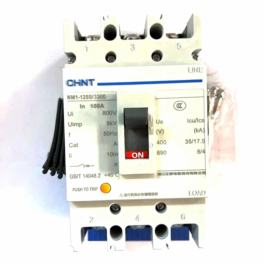 Át tổng MCCB 3 pha NM1-125S 100A / chính hãng Chint / Cầu dao aptomat khối MCCB 3P NM1