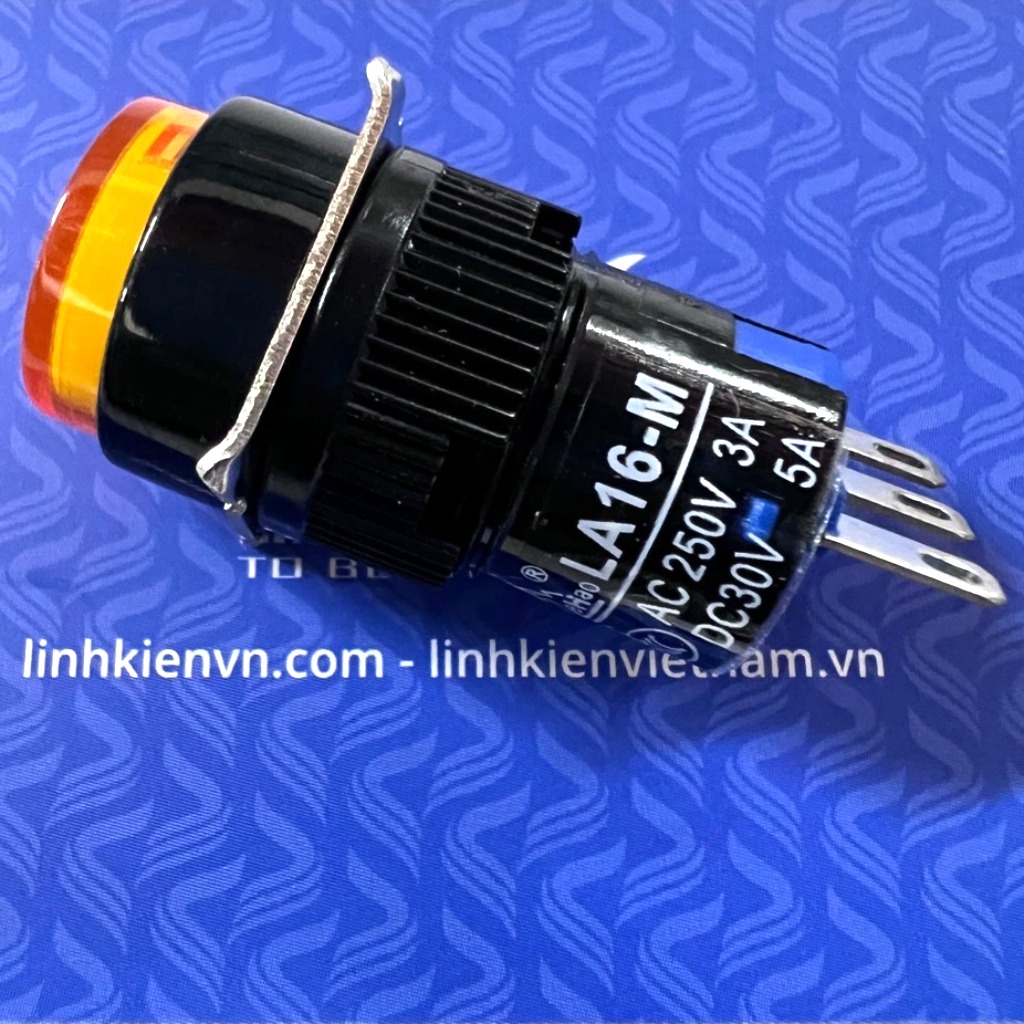 Nút nhấn nhả LA16-M 16mm 3 chân màu vàng / AB6-M - D6H11