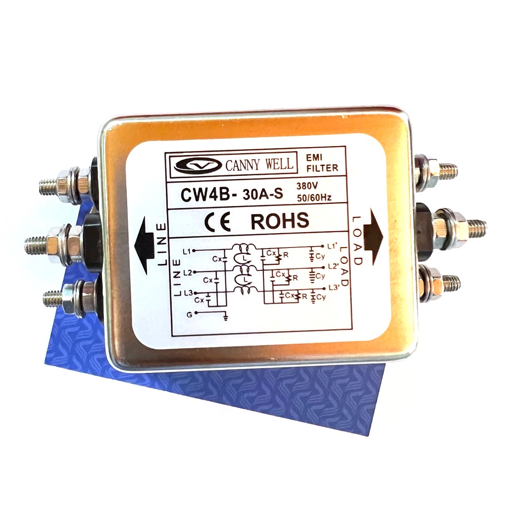 Bộ Lọc nguồn chống nhiễu 3 pha EMI 380V 30A CW4B-30A-S / chính hãng CANNY WELL