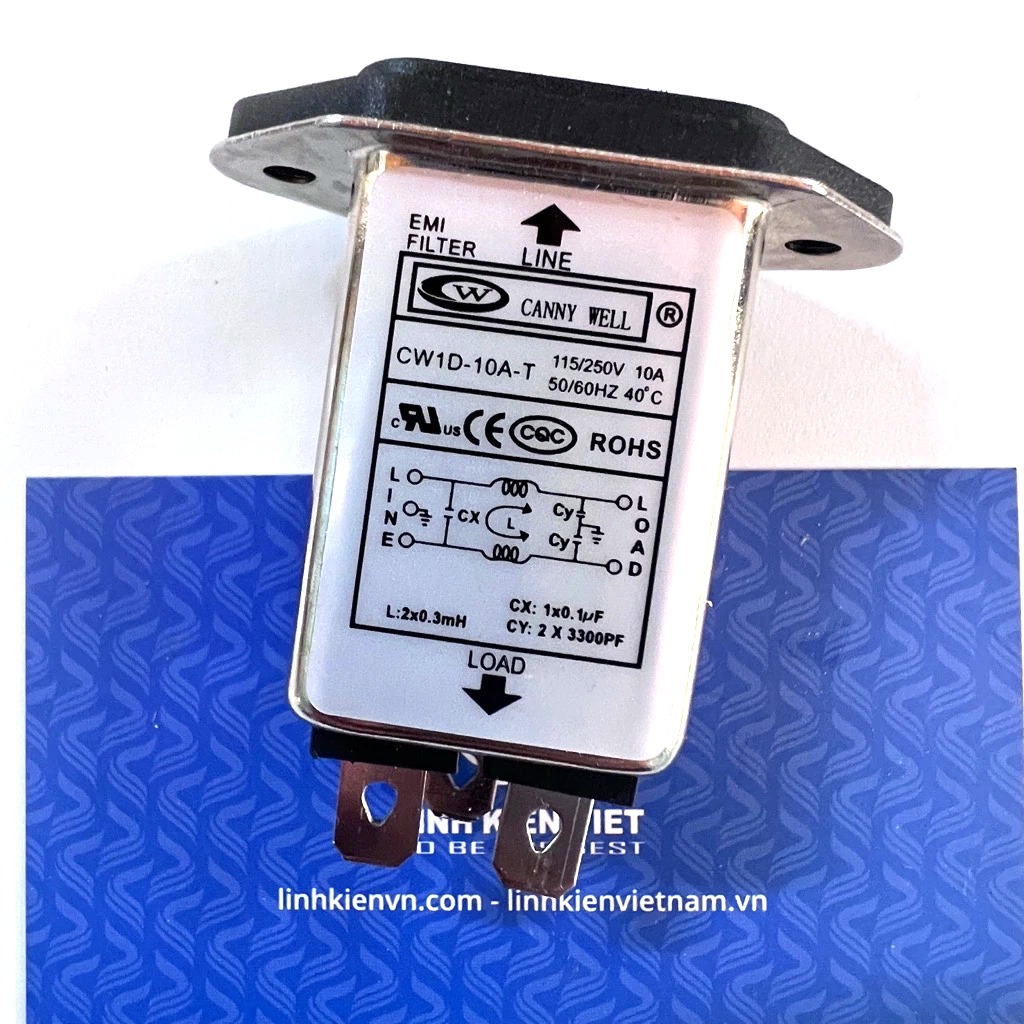 Bộ Lọc nguồn EMI 10A CW1D-10A-T / chống nhiễu 1 pha chính hãng CANNYWELL / Đầu vào AC-04 - B9H9